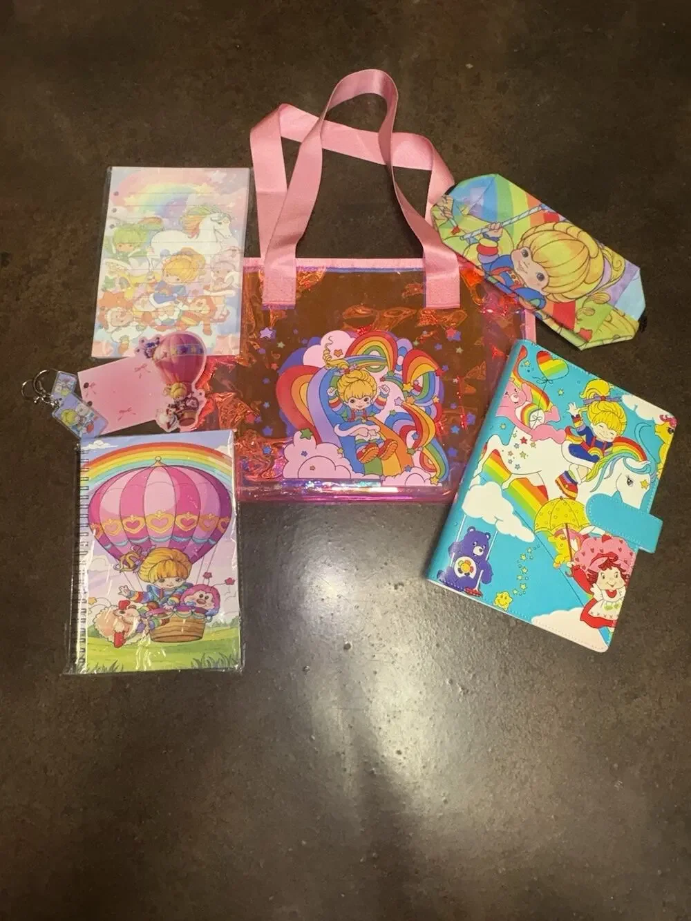 Rainbow Brite A5 binder with matching paper, tote bag, Keychain, Divider Bundle